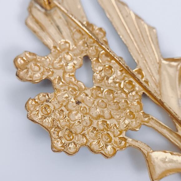 Vintage 10k Gold Plated Blue Flower Bouquet Enamel Forget Me Not Brooch Pin 40s? - Picture 7 of 7